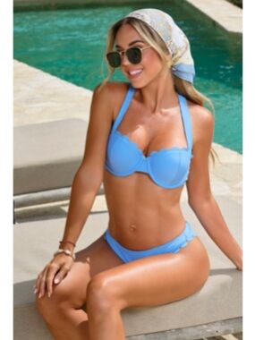 Cupshe Sky Blue Scallop-Trim Bikini Set